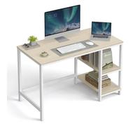 VASAGLE Scrivania per computer, 120 x 60 x 76 cm, stile moderno, per studio, camera da letto, soggiorno, beige naturale e bianco perla LWD047N02