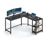 VASAGLE Scrivania per Computer a Forma di L, 138 x 138 x 76 cm, Scrivania ad Angolo con 2 Ripiani, per Ufficio Studio, Nero Ebano LWD072B56