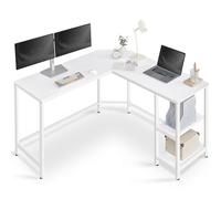 VASAGLE Scrivania per Computer a Forma di L, 138 x 138 x 76 cm, Scrivania ad Angolo con 2 Ripiani, per Ufficio Studio, Bianco Acero LWD072W44