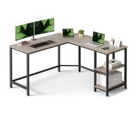 VASAGLE Scrivania per Computer a Forma di L, 138 x 138 x 76 cm, Scrivania ad Angolo con 2 Ripiani, per Ufficio Studio, Greige e Nero LWD72MB