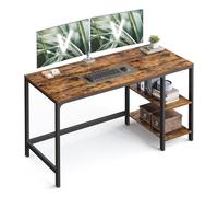 VASAGLE Scrivania per Computer, Scrittoio, 140 x 60 x 76 cm, Moderno, Tavolo da Lavoro, per Ufficio Camera da Letto Soggiorno, Marrone Vintage e Nero Inchiostro LWD55X