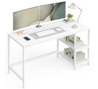 VASAGLE Scrivania per Computer, Scrittoio, 60 x 140 x 76 cm, Moderno, Tavolo da Lavoro, per Ufficio Camera da Letto Soggiorno, Bianco Acero LWD055W01