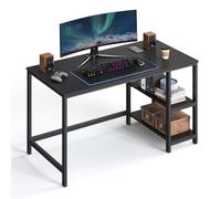 VASAGLE Scrivania per Computer, Scrittoio con 2 Ripiani a Sinistra o Destra, Tavolo da Lavoro, per Ufficio Soggiorno, Struttura in Acciaio, Industriale, Nero Ebano LWD047B16