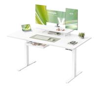 VASAGLE Scrivania Regolabile Elettricamente in Altezza, 140 x 70 cm, per Lavoro in Piedie, Supporto Monitor, Cassetto, Porta USB-C, Promemoria Sedentarietà per Ufficio, Bianco Nuvola LSD154WB01