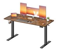 VASAGLE Scrivania Regolabile in Altezza Elettrica, Scrivania per Computer, Promemoria per Sedentarietà, Funzione Memoria con 4 Altezze, per Ufficio, 140 x 60 cm, Marrone Vintage LSD314KD03