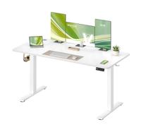 VASAGLE Scrivania Regolabile in Altezza Elettrica, Scrivania per Computer, Promemoria per Sedentarietà, Funzione Memoria con 4 Altezze, per Ufficio, 140 x 60 cm, Bianco Nuvola LSD314WZ03