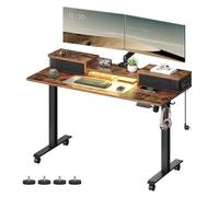 VASAGLE Scrivania Regolabile in Altezza, Scrivania Elettrica, 60 x 140 x (72-120) cm, Regolabile in Continuo, con Ciabatta, Supporto per Monitor, Gancio, Funzione Memory, Marrone Vintage LSD184X01