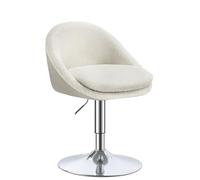 VASAGLE Sedia da Bar Regolabile, Sgabello per Toeletta Trucco, Sedia Girevole da Ufficio, con Schienale e Base, Acciaio, per Cucina Sala da Pranzo, Bianco Crema e Grigio Argento LJB100W01