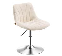VASAGLE Sedia da Trucco, Sgabello con Schienale, Altezza Regolabile, Girevole a 360°, per Camera da Letto, Toeletta, 43,0 x 46,5 x (65,5-77,5) cm, Bianco, Collezione TYRA LJB160W101
