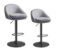 VASAGLE Sedie da Bar, Set di 2 Sgabelli da Bar, Regolabile in Altezza, Girevole a 360°, Sedia da Cucina, con Schienale, Poggiapiedi, in Acciaio, per Bancone, Sala da Pranzo, Grigio Tortora LJB110G01