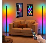 VASAGLE Set di 2 Lampade da Terra LED RGB, Sincronizzazione Musicale | Controllo APP, 16 Milioni di Colori, Luce Calda 3000K, Design Minimalista, 139,4 cm, Nero Opaco, Collezione LUSIA