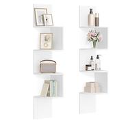 VASAGLE Set di 2 Librerie Angolari, Mensole Angolari da Muro, Scaffali da Parete a 4 Ripiani, in Camera da Letto Soggiorno Bagno Studio, Porta Piante, Bianco Nuvola LBC704WB01