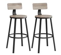 VASAGLE Set di 2 Sgabelli da Bar, Sedie da Cucina, con Schienale, Struttura in Acciaio, Altezza di Seduta di 73 cm, Montaggio Facile, Stile Industriale, Greige e Nero LBC026B02
