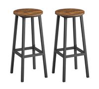 VASAGLE Set di 2 Sgabelli da Bar, Sedie da Cucina, Struttura in Metallo, Montaggio Facile, Alto 74 cm, con Poggiapiedi, per Cucina, Soggiorno, Sala da Pranzo, Marrone Vintage e Nero LBC132K01