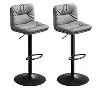 VASAGLE Set di 2 Sgabelli da Cucina, Sgabelli da Bar, Regolabili in Altezza con Rivestimento in PU, Girevole a 360°, Sedia da Bar con Schienale e Poggiapiedi, Grigio LJB094G01