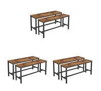 VASAGLE Set di 6 Panche da Tavolo, Panche da Interni, 108 x 32,5 x 50 cm, in Stile Industriale, Struttura Resistente in Metallo, per Cucina Sala da Pranzo Soggiorno, Marrone Vintage e Nero KTB33X