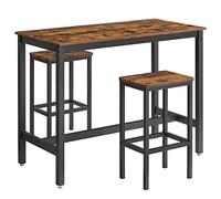 VASAGLE Set di Tavolo da Bar con 2 Sgabelli da Bar, Set di Sedie da Pranzo con Tavolino, per Cucina, Soggiorno, Stanza da Festa, in Stile Industriale, Marrone Vintage LBT15X