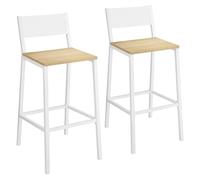 VASAGLE Sgabelli Cucina, Set da 2, Sgabelli da Bar, Sgabelli Alti per Cucina Sala da Pranzo Studio, Stile Industriale, Beige Rovere e Bianco LBC070W09