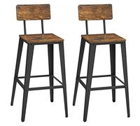 VASAGLE Sgabelli da Bar, Set da 2, Sgabelli Cucina, con Schienale, Struttura in Acciaio, Facile da Montare, Sgabelli Alti, Stile Industriale, Marrone Vintage e Nero LBC078B01