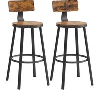 VASAGLE Sgabelli da bar, set di 2 sgabelli da bar alti con schienale, sgabelli da cucina, telaio in acciaio, seduta alta 73,2 cm, facile da montare, industriale, marrone rustico e nero LBC026B01V1