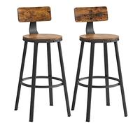 VASAGLE Sgabelli da bar, set di 2 sgabelli da bar alti con schienale, sgabelli da cucina, telaio in acciaio, seduta alta 73,2 cm, facile da montare, industriale, marrone rustico e nero LBC026B01V1