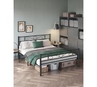 VASAGLE Struttura Letto Matrimoniale, Letto a Doghe in Metallo per Materassi di 160 x 190 cm, per Stanza di Ospiti, Montaggio Facile, per Spazi Piccoli, Nero Inchiostro RMB069B01