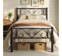 VASAGLE Struttura Letto Singolo, Letto a Doghe in Metallo per Materassi di 190 x 90 cm, per Stanza di Ospiti, Montaggio Facile, per Spazi Piccoli, Nero Inchiostro RMB061B01