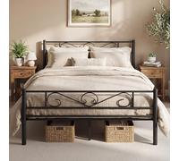 VASAGLE Struttura Letto Singolo, Letto a Doghe in Metallo per Materassi di 200 x 160 cm, per Stanza di Ospiti, Montaggio Facile, per Spazi Piccoli, Nero Inchiostro RMB065B01