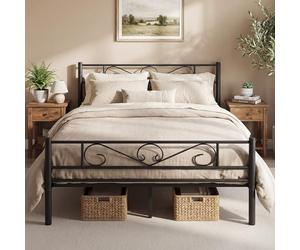 VASAGLE Struttura Letto Singolo, Letto a Doghe in Metallo per Materassi di 200 x 160 cm, per Stanza di Ospiti, Montaggio Facile, per Spazi Piccoli, Nero Inchiostro RMB065B01