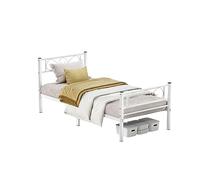 VASAGLE Struttura Letto Singolo, Letto a Doghe in Metallo per Materassi di 90 x 190 cm, per Stanza di Ospiti, Montaggio Facile, per Spazi Piccoli, Bianco RMB061W01