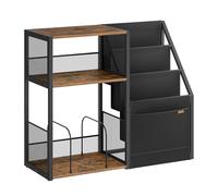 VASAGLE Supporto per giradischi, tavolino a 3 ripiani, contenitore per dischi in vinile fino a 140 album, tavolino per soggiorno, camera da letto, marrone rustico LET276K01