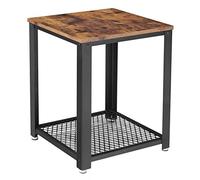 VASAGLE Tavolino a 2 Ripiani, Comodino con Ripiano a Rete, Struttura in Acciaio, Piedini regolabili, per Soggiorno, Camera da Letto, Stile Industriale, Marrone Vintage e Nero LET41X