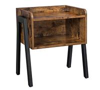 VASAGLE Tavolino ausiliario, Comodino, Tavolo Laterale, tavolino impilabile, con Scomparto Anteriore Aperto, Telaio Metallico Robusto, Facile da Montare, Marrone rustico e Nero LET54X