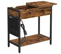 VASAGLE Tavolino con Multipresa, Tavolino Stretto con Porte USB, Sacchi, Comodin