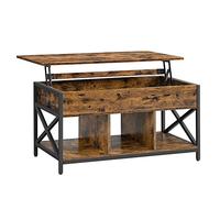 VASAGLE Tavolino da Salotto con Piano Sollevabile, Tavolino da Caffè, Vano Nascosto e Scomparti Aperti, Struttura in Acciaio, 50 x 100 x (46,5-62) cm, Marrone Vintage e Nero LCT202B01