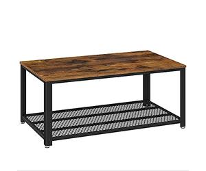 Vasagle Tavolino da Salotto dal Design Industriale, Mobile Porta TV con Ampio Ripiano, Piedini Regolabili con Protezione per il Pavimento, Struttura in Metallo, Stabile, Facile da Montare