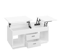 VASAGLE Tavolino da Salotto, Tavolino da Caffè con Piano Sollevabile, 2 Cassetti e Scomparti Nascosti, Scomparti Aperti, per Soggiorno Studio, Bianco Neve LCT210W01