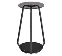 VASAGLE Tavolino Rotondo, Comodino a 2 Ripiani, Comodino con Piano in Vetro e Ripiano in Truciolato, per Soggiorno, Camera da Letto, Piccoli Spazi, Stile Moderno, Grigio Ardesia LET287B16