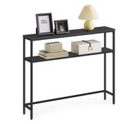 VASAGLE Tavolo Console, 20 x 100 x 80 cm, Tavolo d'Ingresso Moderno con 2 Ripiani, per Soggiorno, Camera da Letto, Grigio Carbone e Nero Inchiostro/Marrone Rustico e Nero Inchiostro/Mélange
