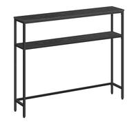 VASAGLE Tavolo Consolle, 100 x 20 x 80,9 cm, Tavolino Stretto con 2 Ripiani | Tavolo da Ingresso Moderno, per Soggiorno, Camera da Letto, Grigio Antracite e Nero Opaco, Collezione BARNET LNT131B22