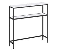 VASAGLE Tavolo Consolle, 80 x 20 x 80,9 cm, Tavolino Stretto con 2 Ripiani | Tavolo da Ingresso Moderno, per Soggiorno, Camera da Letto, Bianco Marmo e Nero Opaco, Collezione BARNET LNT130W59