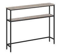 VASAGLE Tavolo Consolle, Tavolo Stretto a 2 Ripiani Portaoggetti, 20 x 100 x 80 cm, per Soggiorno, Corridoio, Ingresso, Greige Melange e Nero Inchiostro LNT131K02