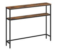 VASAGLE Tavolo Consolle, Tavolo Stretto a 2 Ripiani Portaoggetti, 20 x 100 x 80 cm, per Soggiorno, Corridoio, Ingresso, Marrone Vintage e Nero Inchiostro LNT131K01