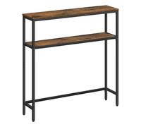 VASAGLE Tavolo Consolle, Tavolo Stretto a 2 Ripiani Portaoggetti, 20 x 80 x 80 cm, per Soggiorno, Corridoio, Ingresso, Marrone Vintage e Nero Inchiostro LNT130K01