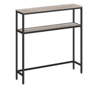 VASAGLE Tavolo Consolle, Tavolo Stretto a 2 Ripiani Portaoggetti, 20 x 80 x 80 cm, per Soggiorno, Corridoio, Ingresso, Greige Melange e Nero Inchiostro LNT130K02