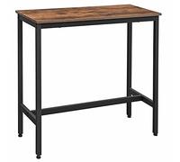VASAGLE Tavolo da Bar Rettangolare Stretto, Tavolo da Cucina, Tavolo da Pranzo Alto, Robusto Telaio in Metallo, 100 x 40 x 90 cm, Facile da Assemblare, Marrone Vintage e Nero LBT10X