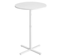 VASAGLE Tavolo da Bar, Tavolino Alto da Pranzo Cucina, Struttura in Metallo, 60 x 60 x 104,5 cm, Facile da Montare, con Base a Croce, per 2-3 Persone, Stile Moderno, Bianco Neve LBT361W01