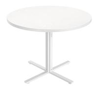 VASAGLE Tavolo da Pranzo Rotondo, Tavolino da Cucina per 4 Persone, Stile Rustico, Piano Resistente all'Acqua, diam. 80 cm, Altezza 74,8 cm, Sala da Pranzo, Soggiorno, Bianco Neve KDT082W01