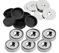 vasalat MTS Magnete - Magneti a cilindro con foro, con dischi metallici e tappi in gomma, ø 20 mm, neodimio nichelato, 18 pezzi