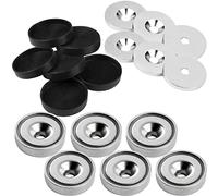 vasalat MTS Magnete - Magneti a cilindro con foro, con dischi metallici e tappi in gomma, ø 25 mm, neodimio nichelato, 18 pezzi